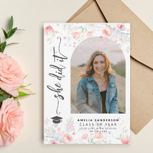 Boho wildflower arch photo graduation  announcement