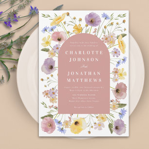 Boho Wildflower Arch Spring Wedding Invitation