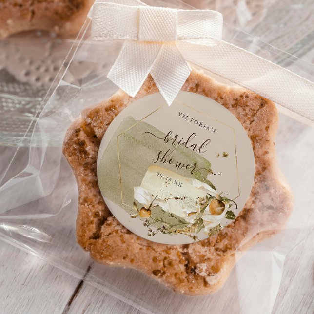 Boho Wildflower Autumn Bridal Shower Thank You Classic Round Sticker (Creator Uploaded)