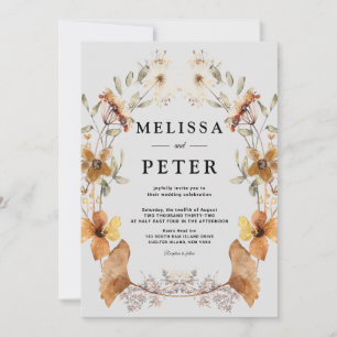 Boho Wildflower Autumn Floral Arch Wedding Invitation