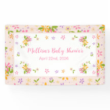 Boho Wildflower Baby Girl Shower Banner