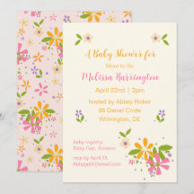 Boho Wildflower Baby Girl Shower Invitation