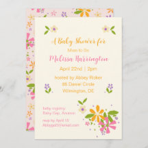 Boho Wildflower Baby Girl Shower Invitation