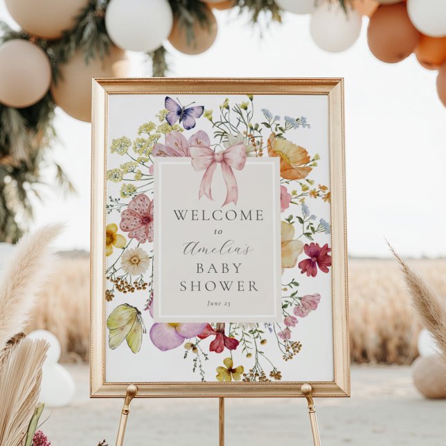 Boho Wildflower Baby Girl Shower Welcome Sign (Creator Uploaded)