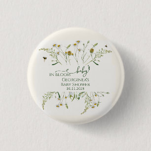 Boho Wildflower Baby in Bloom Baby Shower 3 Cm Round Badge