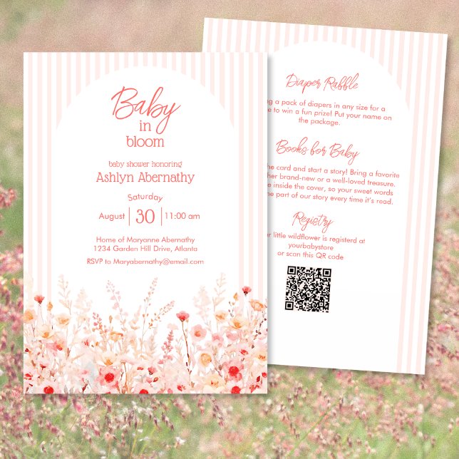 Boho Wildflower Baby in Bloom Complete Baby Shower Invitation (Creator Uploaded)