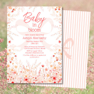 Boho Wildflower Baby in Bloom GIrl Baby Shower Invitation