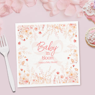 Boho Wildflower Baby in Bloom GIrl Baby Shower  Napkin