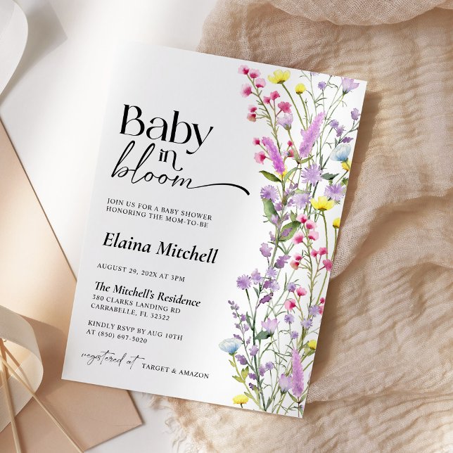 Boho Wildflower Baby in Bloom Shower Floral Invitation (Creator Uploaded)