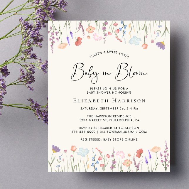 Boho Wildflower Baby in Bloom Shower Invitation (Creator Uploaded)