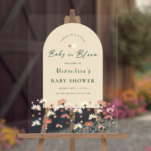 Boho Wildflower Baby in Bloom Shower Welcome Acrylic Sign