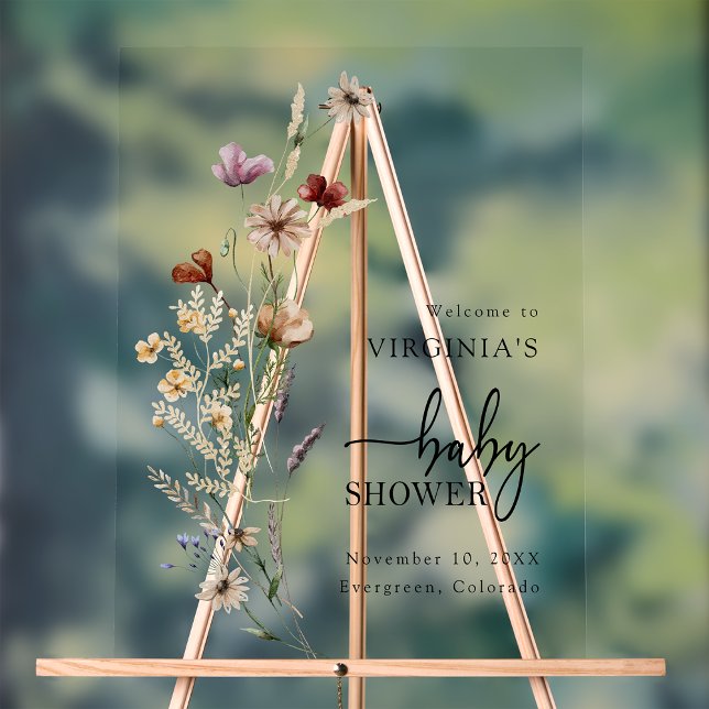 Boho Wildflower Baby Shower Acrylic Sign (Boho Wildflower Baby Shower Acrylic Sign by Painted Paperie
)