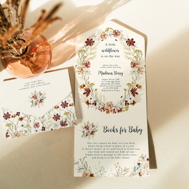 Boho Wildflower Baby Shower All in One Invite (Creator Uploaded)
