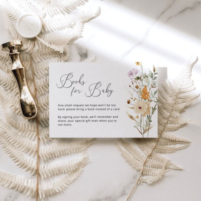 Boho Wildflower Baby Shower Book Request Enclosure Card (Creator Uploaded)