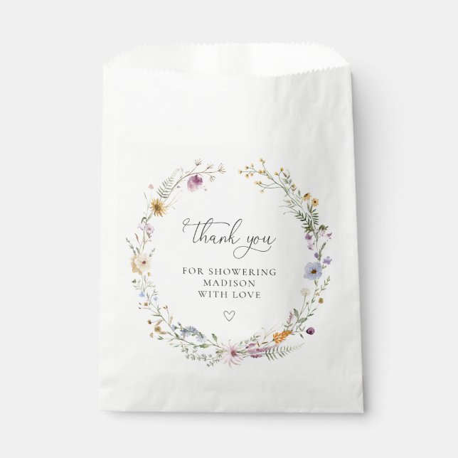 Boho Wildflower Baby Shower Favour Bags (Front)