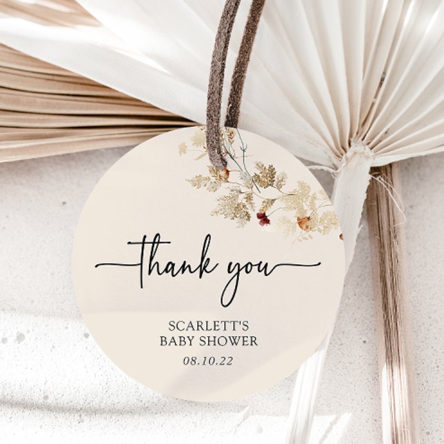 Boho Wildflower Baby Shower Favour Tags (Thank You Boho Wildflower Baby Shower Favor Tags
)