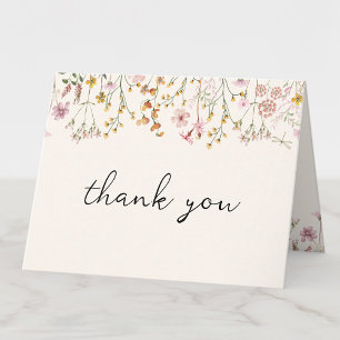 Boho Wildflower Baby Shower Folded Thank You Card