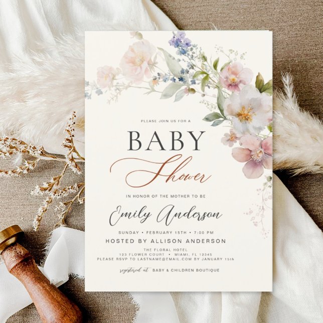 Boho Wildflower Baby Shower Garden Invitation (Creator Uploaded)