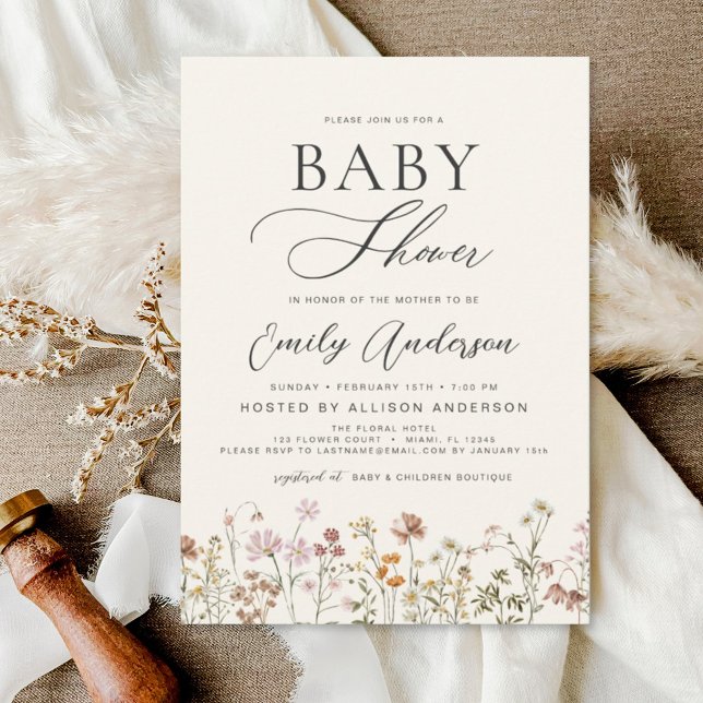Boho Wildflower Baby Shower Garden  Invitation (Creator Uploaded)
