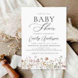 Boho Wildflower Baby Shower Garden  Invitation