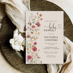Boho Wildflower Baby Shower Invitation