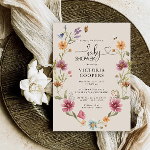 Boho Wildflower Baby Shower Invitation