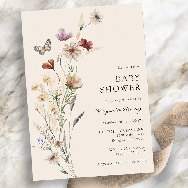 Boho Wildflower Baby Shower Invitation (Boho Wildflower Baby Shower Invitation
)
