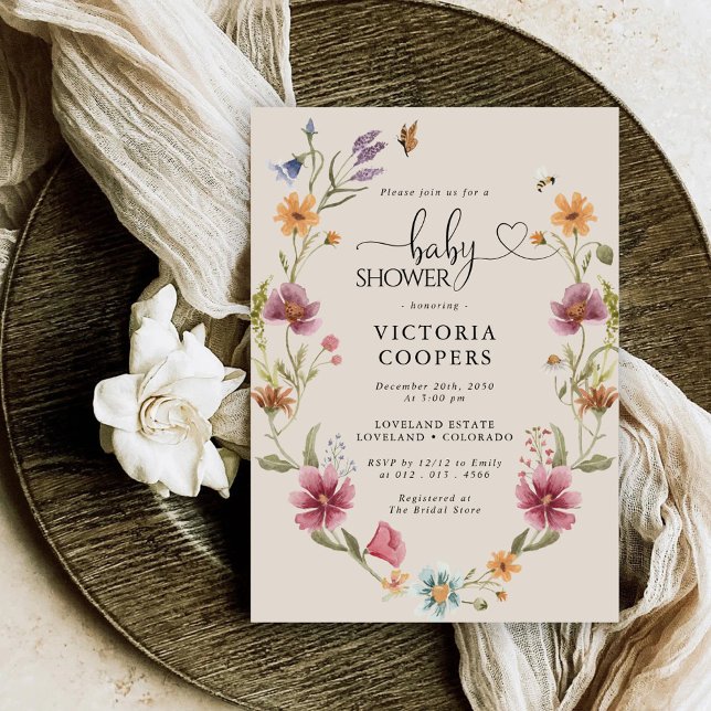 Boho Wildflower Baby Shower Invitation (Creator Uploaded)
