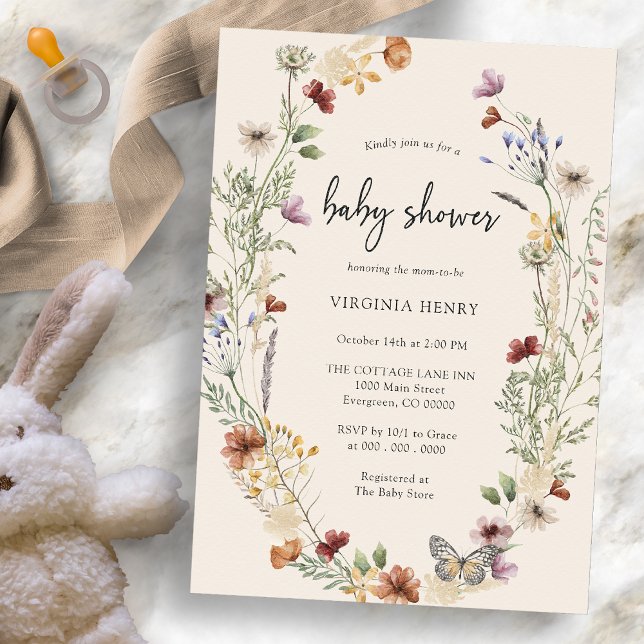 Boho Wildflower Baby Shower Invitation (Boho Wildflower Baby Shower Invitation by Painted Paperie
)