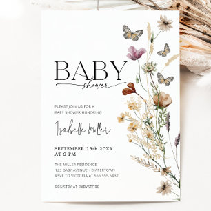 Boho Wildflower Baby Shower Invitation