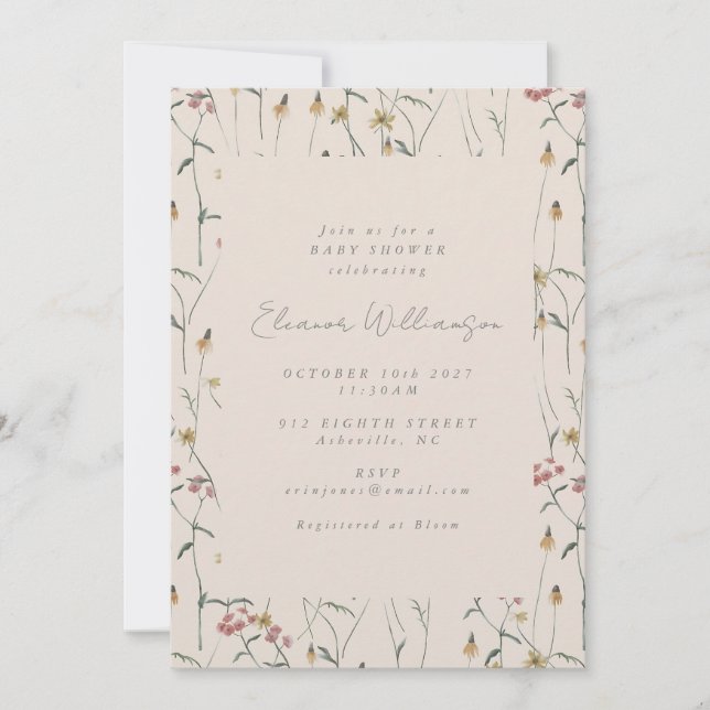 Boho Wildflower Baby Shower Invitation (Front)