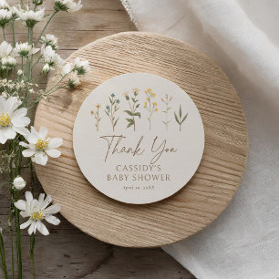 Boho Wildflower Baby Shower Thank You Classic Round Sticker