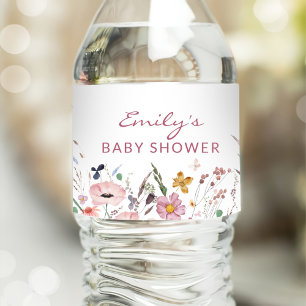 Boho Wildflower Baby Shower Water Bottle Label