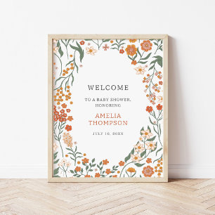 Boho Wildflower Baby Shower Welcome Poster
