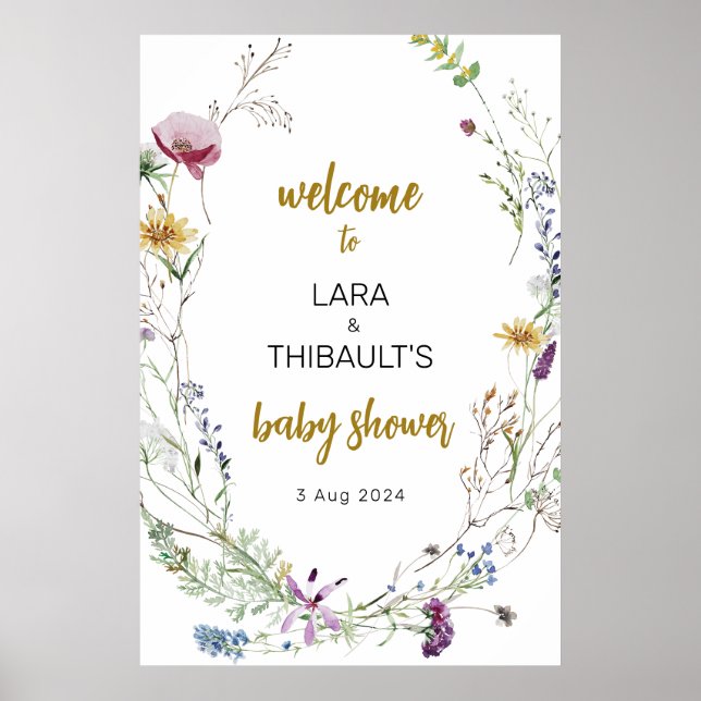 Boho Wildflower Baby Shower Welcome Sign (Front)