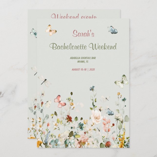 Boho Wildflower Bachelorette Itinerary Template (Front/Back)