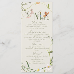Boho Wildflower Bee Beige Bridal Shower Menu