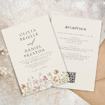 Boho Wildflower Beige All in One QR Code Wedding Invitation<br><div class="desc">Immerse your guests in the romance of nature with our Boho Wildflower Garden Wedding Invitation. Inspired by the beauty of untamed blooms, this invitation captures the essence of a free-spirited celebration. The enchanting design features delicate wildflowers dancing amidst lush greenery, setting the perfect tone for your garden wedding. The boho-chic...</div>