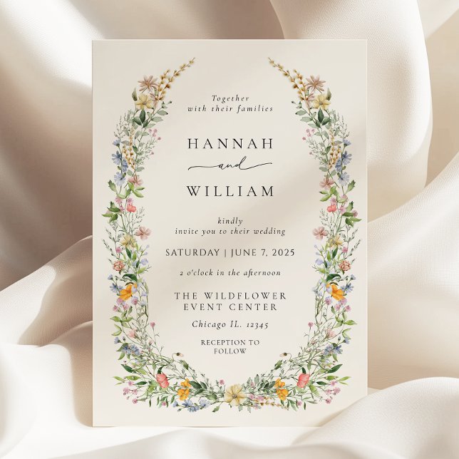 Boho Wildflower Beige All in One Wedding  Invitation (Creator Uploaded)