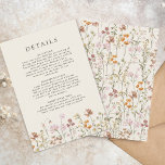 Boho Wildflower Beige Garden Wedding Details Invitation<br><div class="desc">Capture the essence of your enchanting Wildflower Garden Wedding with our Details Enclosure Card. Delicate wildflowers grace the card, setting the tone for your celebration amidst nature's beauty. This carefully crafted card seamlessly complements your invitations, providing essential information in a charming manner. From venue directions to accommodation details, each word...</div>