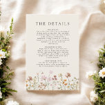 Boho Wildflower Beige Garden Wedding Details Invitation<br><div class="desc">Capture the essence of your enchanting Wildflower Garden Wedding with our Details Enclosure Card. Delicate wildflowers grace the card, setting the tone for your celebration amidst nature's beauty. This carefully crafted card seamlessly complements your invitations, providing essential information in a charming manner. From venue directions to accommodation details, each word...</div>