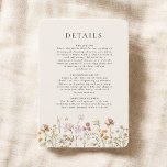 Boho Wildflower Beige Garden Wedding Details Invitation<br><div class="desc">Capture the essence of your enchanting Wildflower Garden Wedding with our Details Enclosure Card. Delicate wildflowers grace the card, setting the tone for your celebration amidst nature's beauty. This carefully crafted card seamlessly complements your invitations, providing essential information in a charming manner. From venue directions to accommodation details, each word...</div>