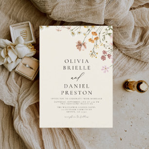 Boho Wildflower Beige Garden Wedding Invitation