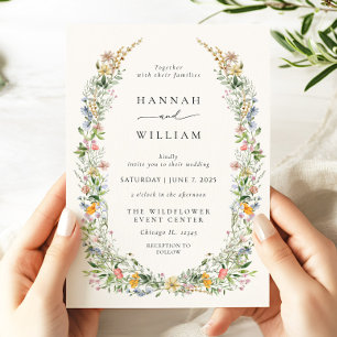 Boho Wildflower Beige Wedding Invitation