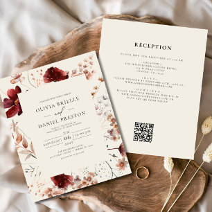 Boho Wildflower Beige Wedding Invitation Flyer