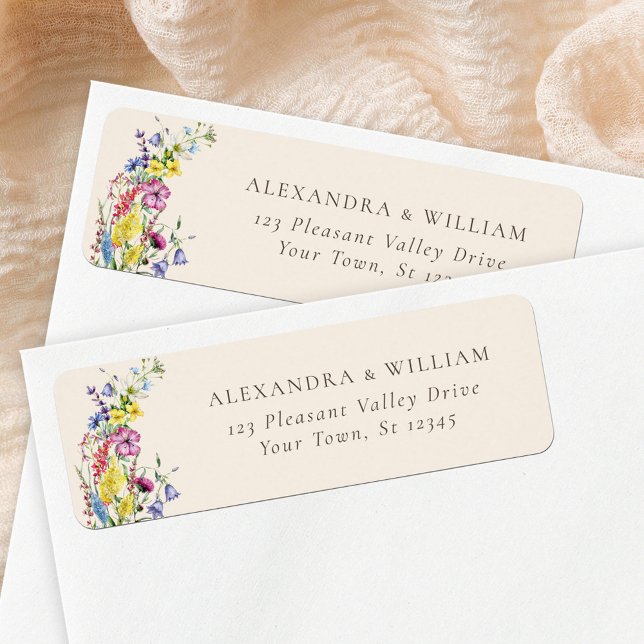Boho Wildflower Beige Wedding Return Address (Creator Uploaded)