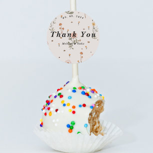 Boho Wildflower beige Wedding thank you  Classic Round Sticker
