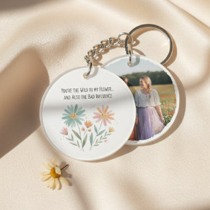Boho Wildflower Bestie – Funny Best Friend Gift Key Ring