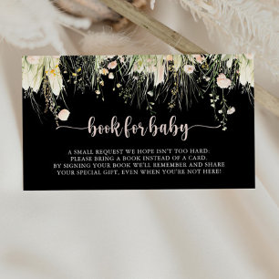 Boho Wildflower Black Baby Shower Book Request  Enclosure Card