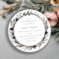Boho Wildflower Black Brown Fall Wreath Wedding